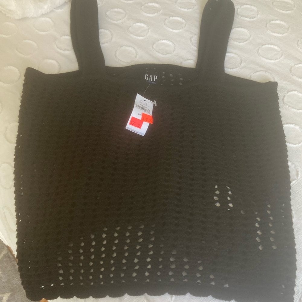 Crochet style black tank top.